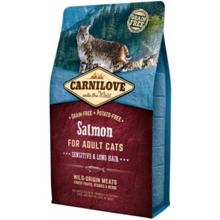 Carnilove Cat -Sensitive & Long Hair (для кішок довгошерстих і з чутливим травленням), Salmon (Лосось) Carnilove Cat -Sensitive & Long Hair (для кішок довгошерстих і з чутливим травленням), Salmon (Лосось)