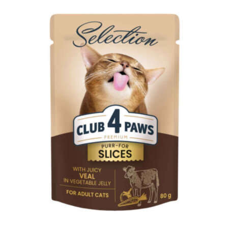 Клуб 4 Лапи -Пауч Selection для котів -Slices -Телятина/овочі, 80 г