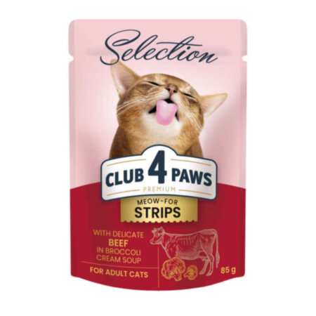 Клуб 4 Лапи -Пауч Selection для котів -Strips -Яловичина, 85 г