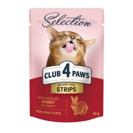 Клуб 4 Лапи -Пауч Selection для котів -Strips -Кролик, 85 г