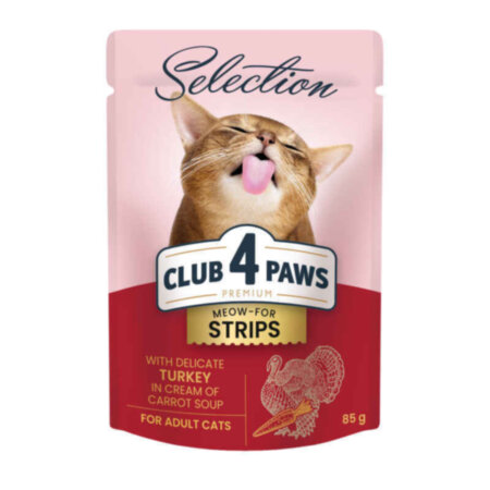 Клуб 4 Лапи -Пауч Selection для котів -Strips -Індичка, 85 г