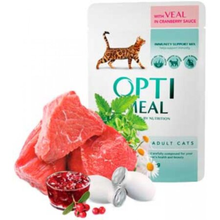 Optimeal для котів (телятина у соусі), пауч Optimeal для котів (телятина у соусі), пауч