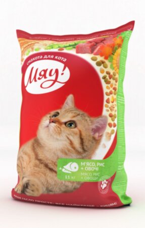Мяу для котів (м’ясо, рис, овочі) Мяу для котів (м’ясо, рис, овочі)