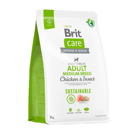 Brit Care Sustainable для собак Adult MEDIUM breed, Курка (та комахи) Brit Care Sustainable для собак Adult MEDIUM breed, Курка (та комахи)